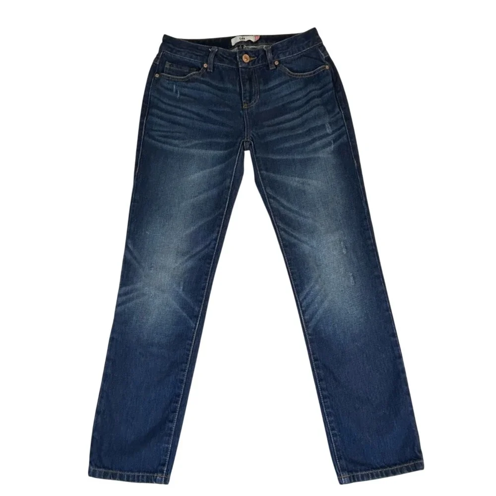 Cabi‎ Malibu Jean 4522 Mid Rise Straight Leg Distressed 100% Cotton Size 2